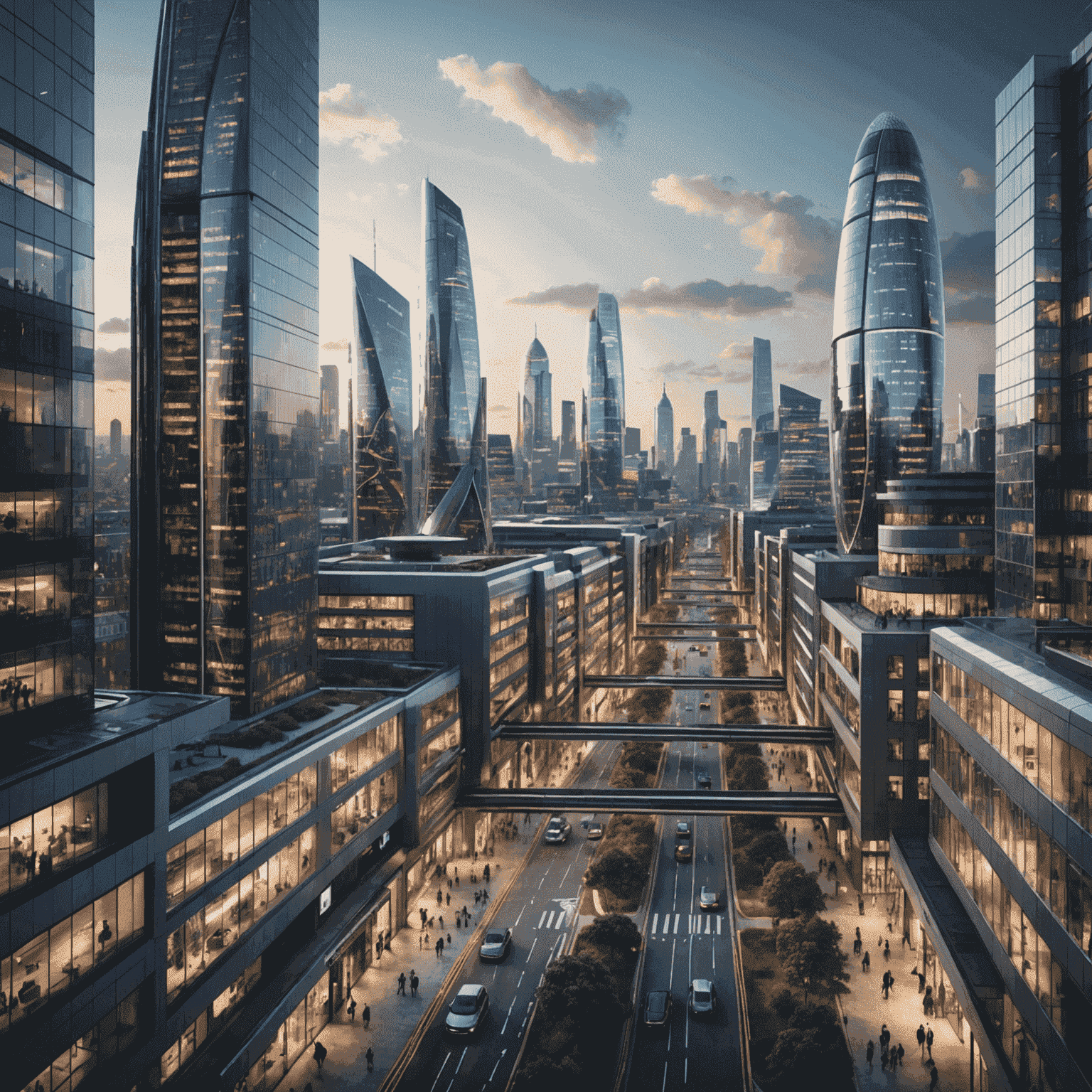 A visual representation of AI transforming digital landscapes, with a futuristic cityscape and AI-powered technologies seamlessly integrated, showcasing the impact of AI in the UK.