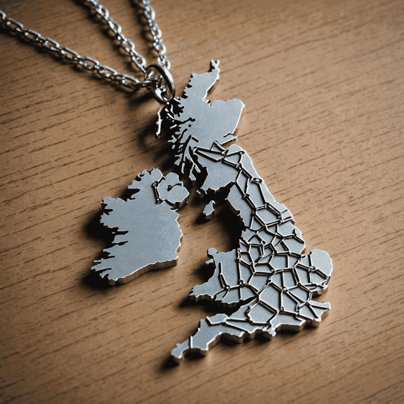 An image depicting the rise of blockchain technology in the UK, with a silver chain forming the shape of the UK map