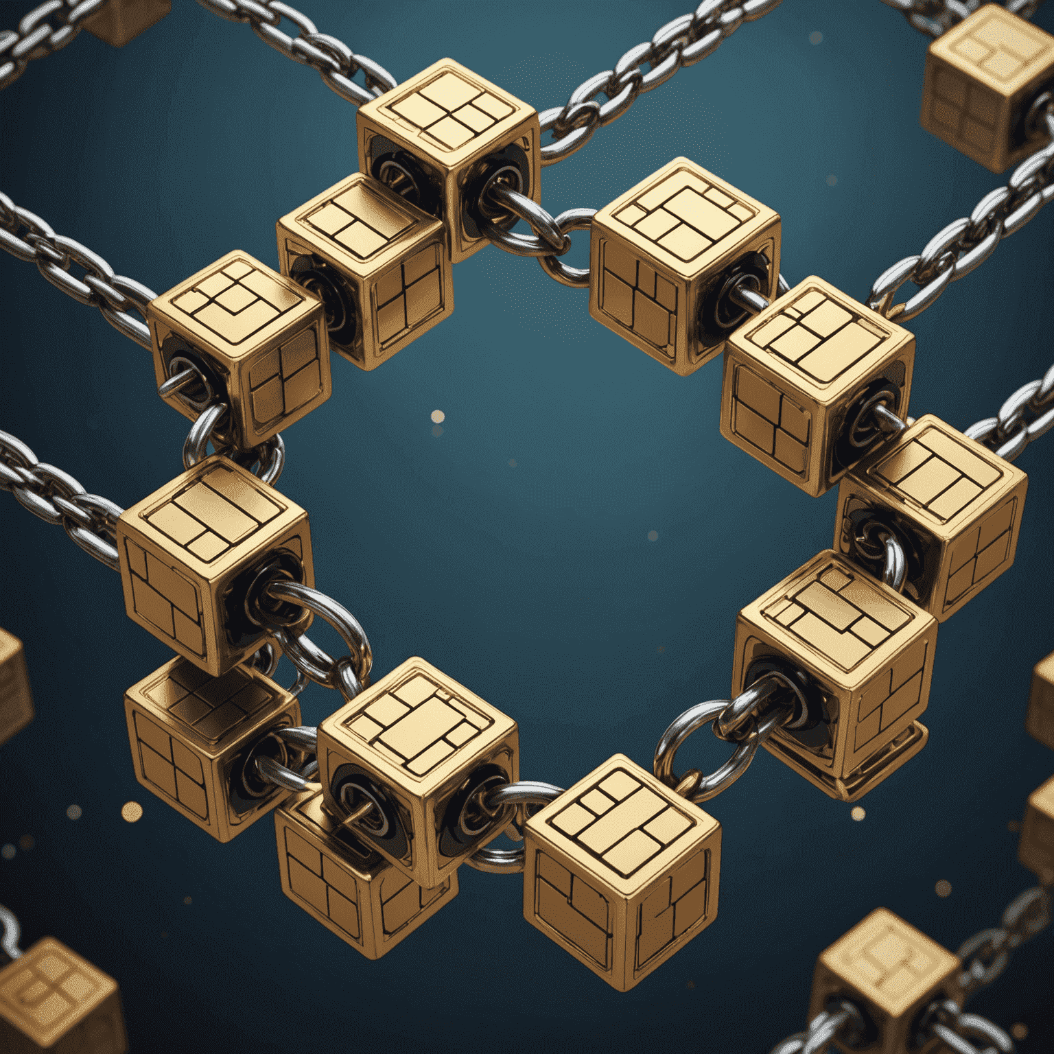 A conceptual image of blockchain technology in the UK, with interconnected blocks forming a secure chain, symbolizing the potential for disruption across various sectors.